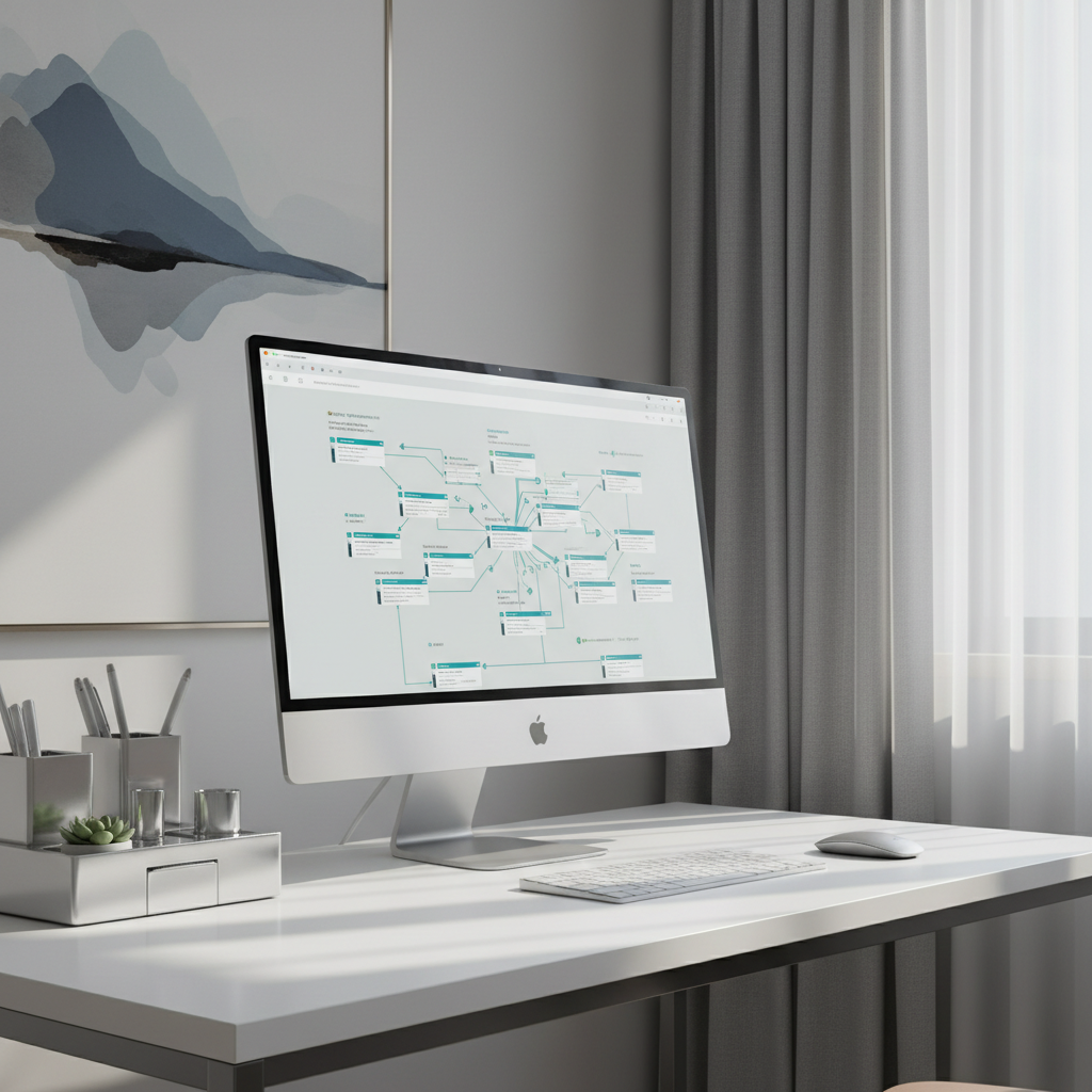 Digitaler Arbeitsplatz mit visualisierten Arbeitsabläufen